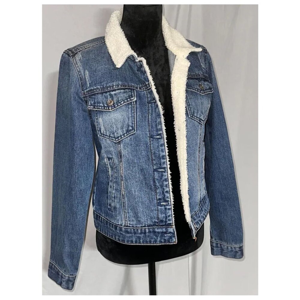 Kensie Jeans Denim Jacket, Sherpa or Wool Lined, Size Med
